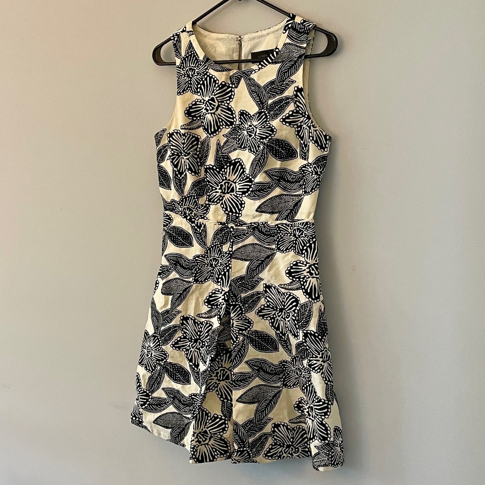 J Crew Black and White Floral Sheath Dress